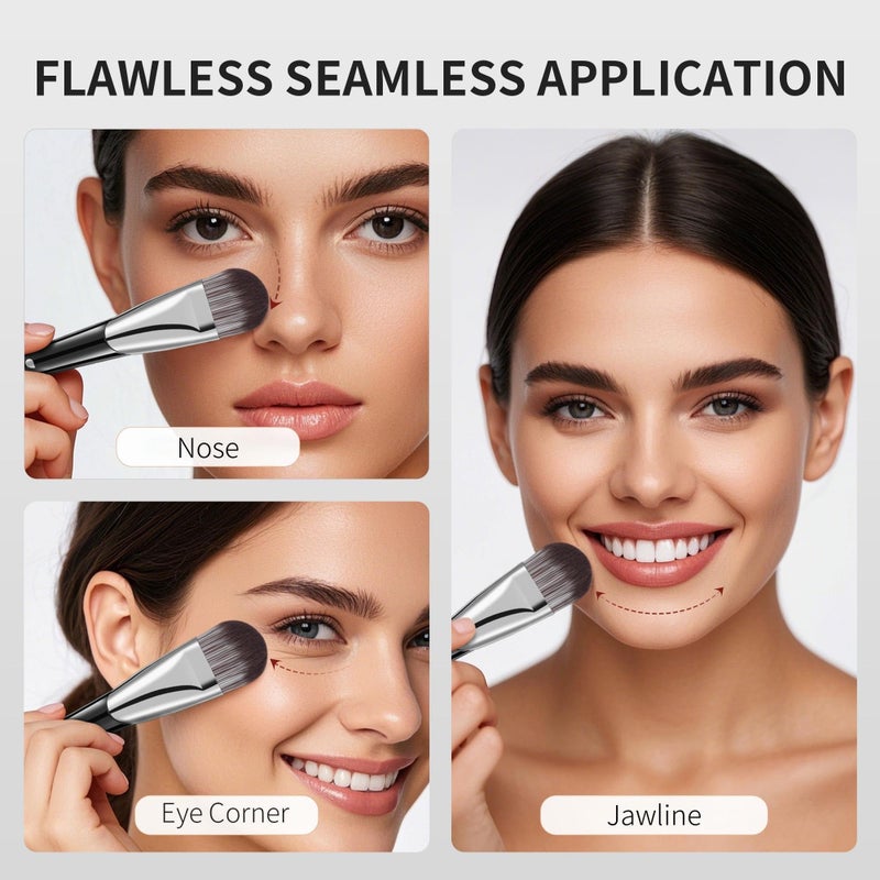 DUcare Flat Foundation Brush for Liquid Makeup, Premium Synthetic Hair Concealer/Kabuki Makeup Brush, Dense Bristles Design, Multi-Purpose Face Brushes for Liquid/Cream/Facial Mask - Image 3