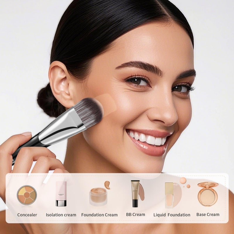 DUcare Flat Foundation Brush for Liquid Makeup, Premium Synthetic Hair Concealer/Kabuki Makeup Brush, Dense Bristles Design, Multi-Purpose Face Brushes for Liquid/Cream/Facial Mask - Image 4