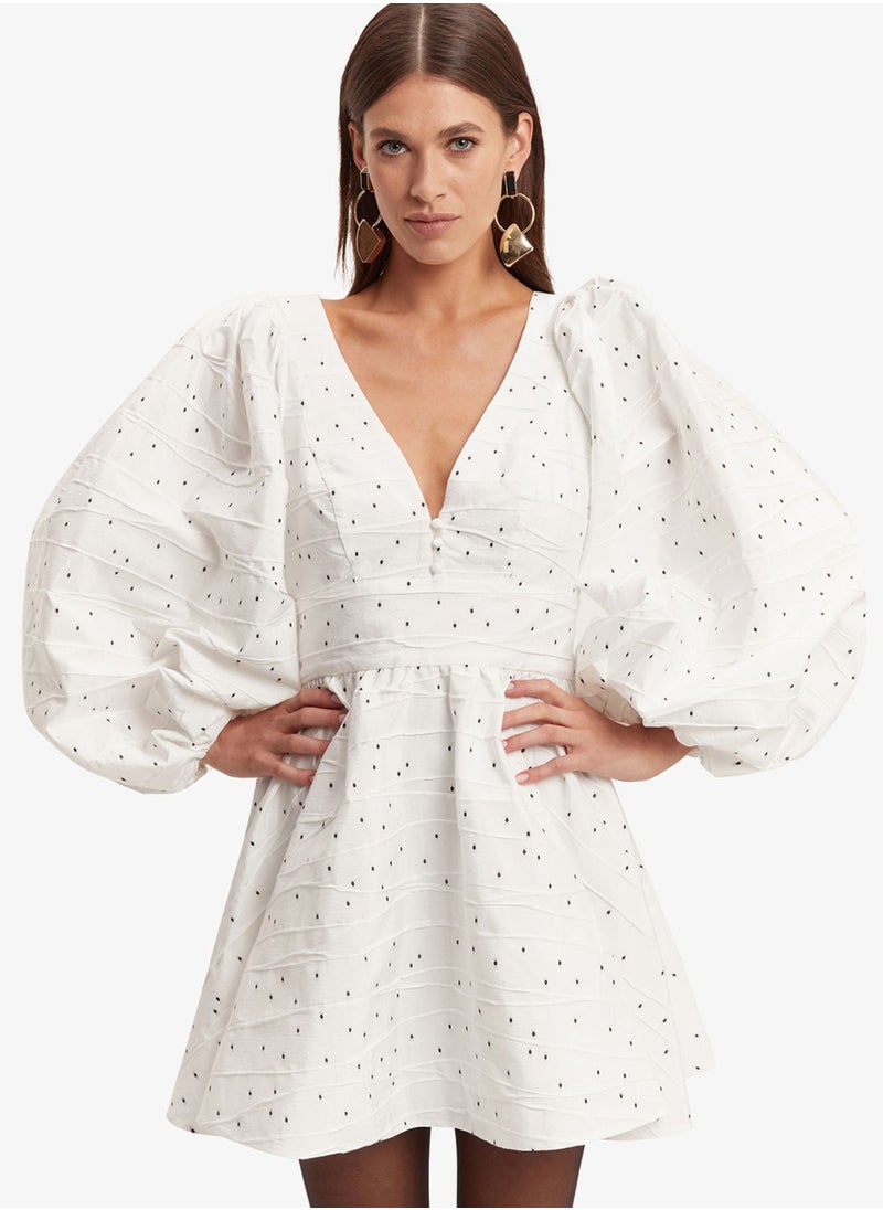 Puff Sleeve Knitted Dress