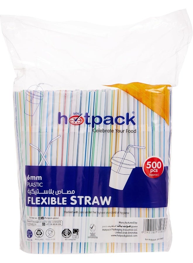 Hotpack قش قابل للاستخدام لمرة واحدة من هوت باك مرن 6 مم للمشروبات الباردة العصير 500 قطعة - Image 1