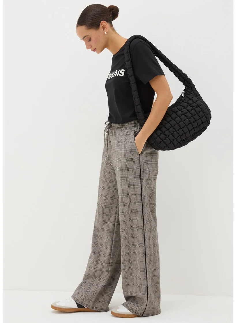 Matalan Beige Check Heritage Wide Leg Trousers