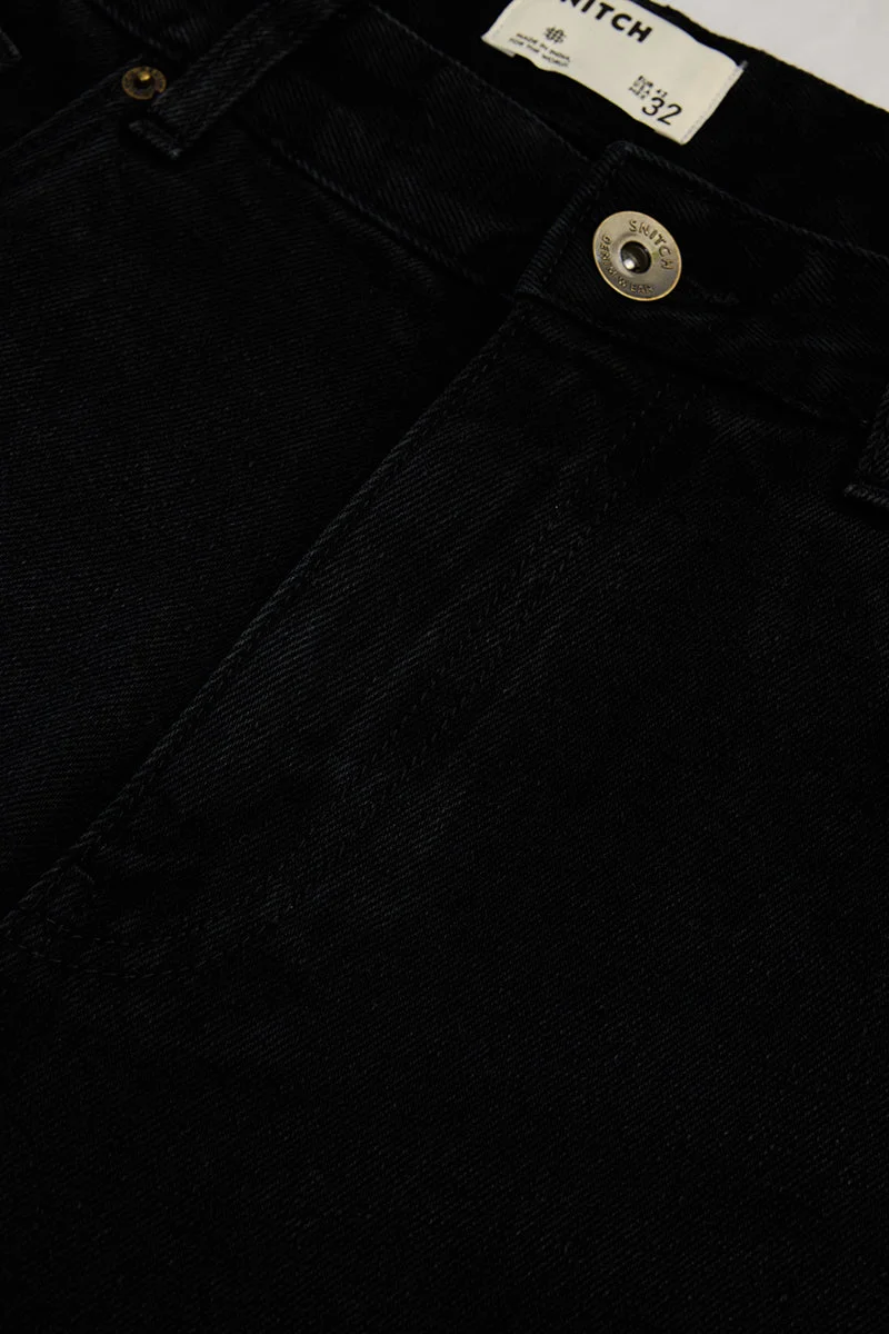 SNITCH Black Black Solid Wide Leg Casual Jeans for Men | Best Price UAE