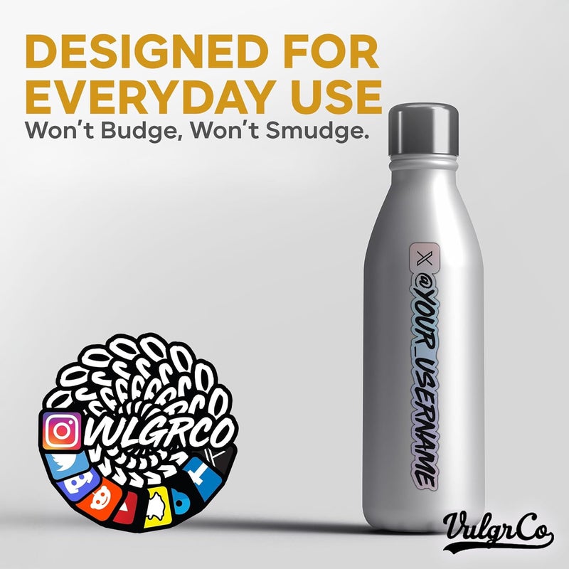 VulgrCo ملصقات VulgrCo المخصصة لوسائل التواصل الاجتماعي المتوافقة مع إنستغرام وفيسبوك ويوتيوب، مقابض وشعارات مخصصة، ملصق سيارة مخصص لوسائل التواصل الاجتماعي، ملصقات سيارات يسهل تخزين الجملة - Image 4