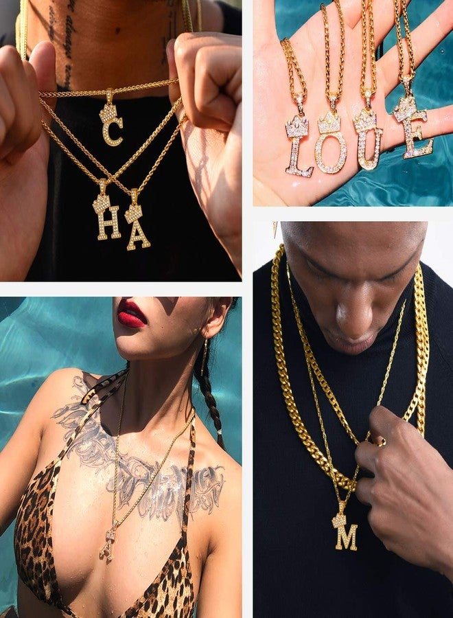 Suplight Bling Initial Necklace Gold Letter Chain Pendant T Rapper Jewlery - Image 2