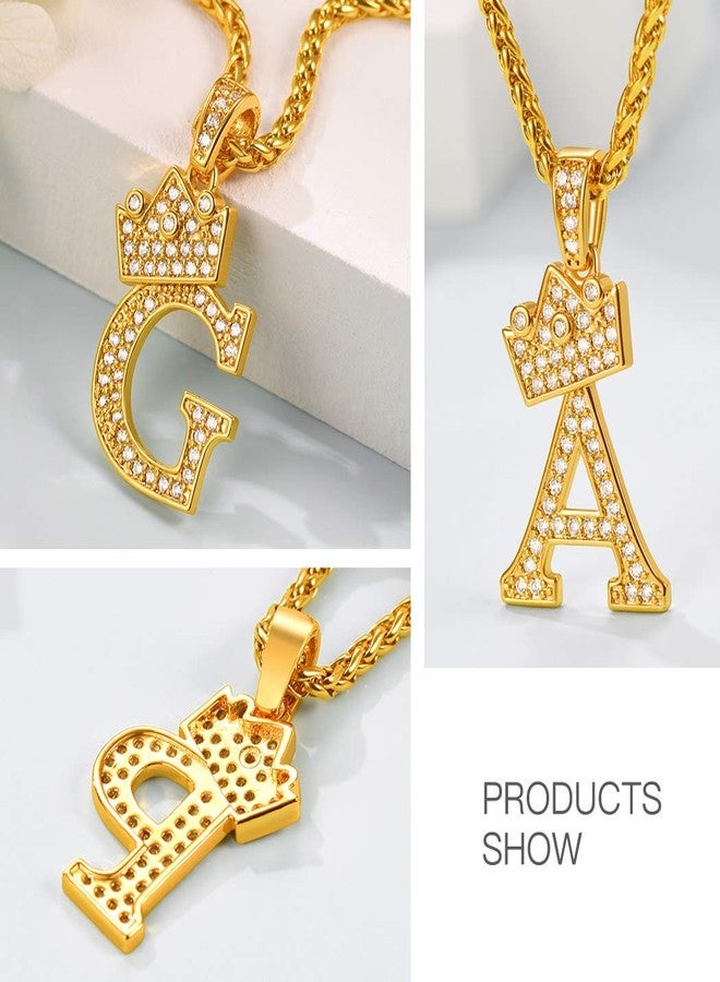 Suplight Bling Initial Necklace Gold Letter Chain Pendant T Rapper Jewlery - Image 5