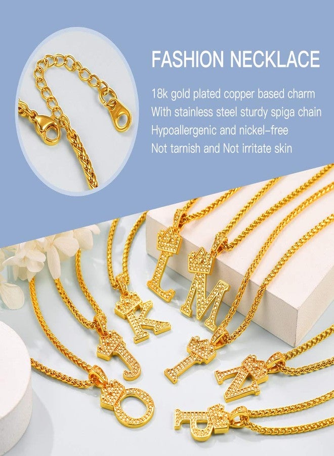 Suplight Bling Initial Necklace Gold Letter Chain Pendant T Rapper Jewlery - Image 4