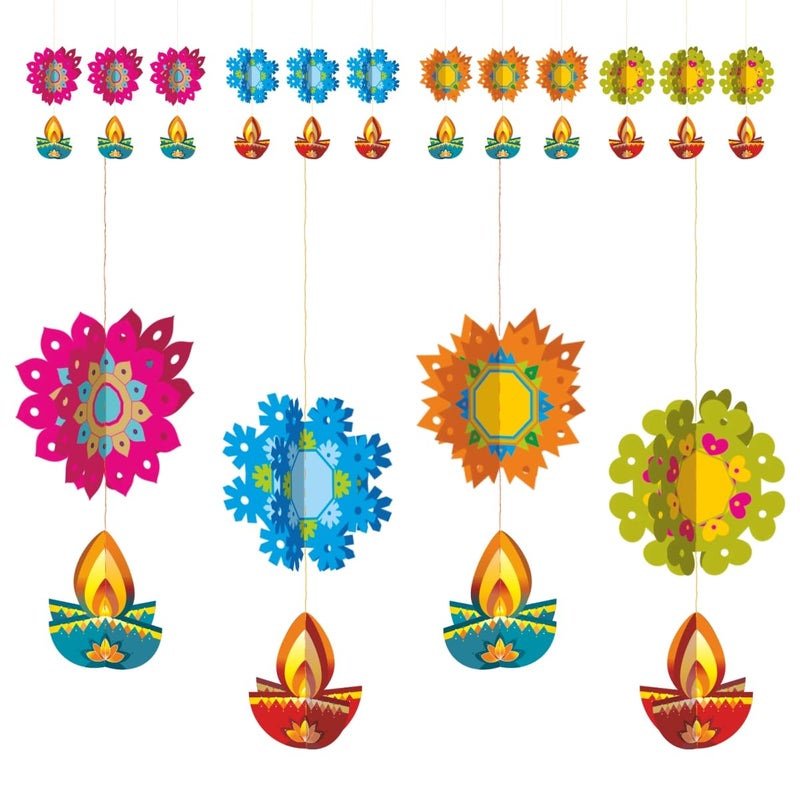 Shree SPACE Unique Lantern UL Pack of 12 Paper Festive Small Hanging Decoration for Home Office Decoration for All Festivals - Image 1