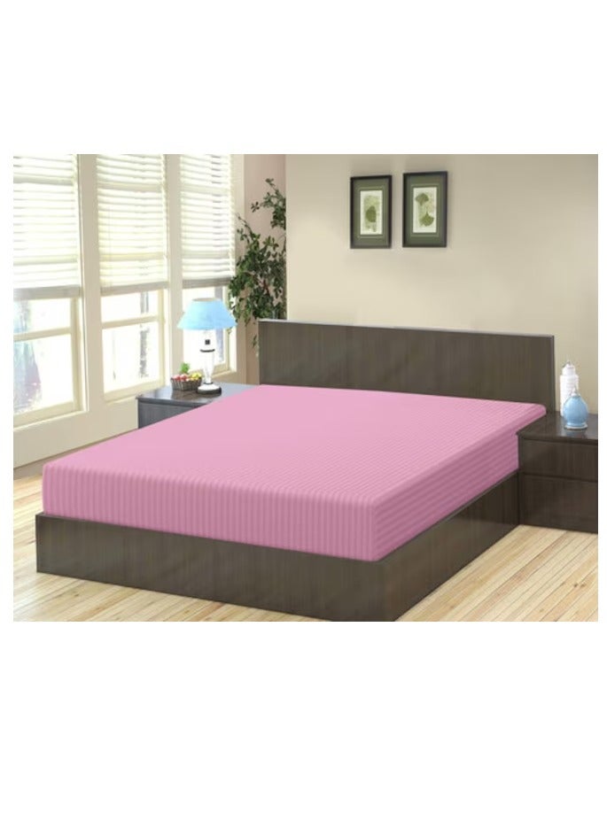 PROMASS Stripe Microfiber Baby Pink Fitted Sheet -Single 90 x 190 cm  - Image 2