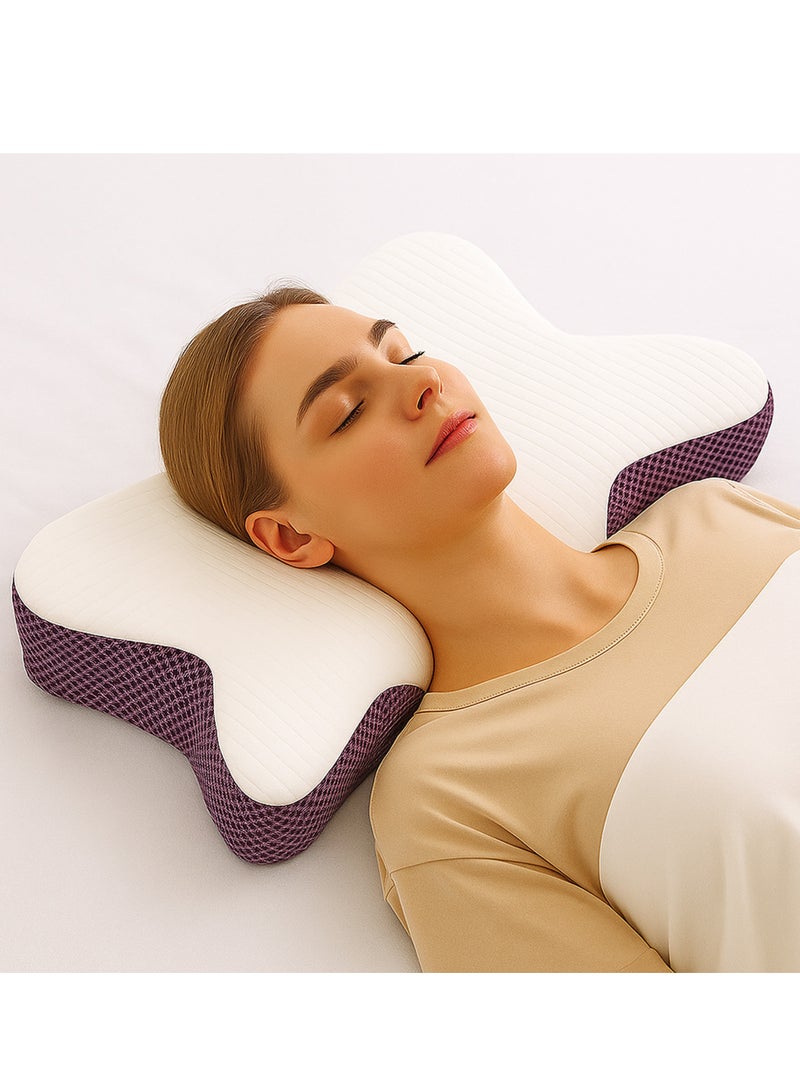 ZESTU Orthopedic Memory Foam Pillow for Sleeping Medicated Pillow – Ergonomic Cervical Neck Support, Hypoallergenic, Cooling, Contoured Design for Neck Pain Relief, Adjustable Height, Therapeutic Sleep Aid - Image 3