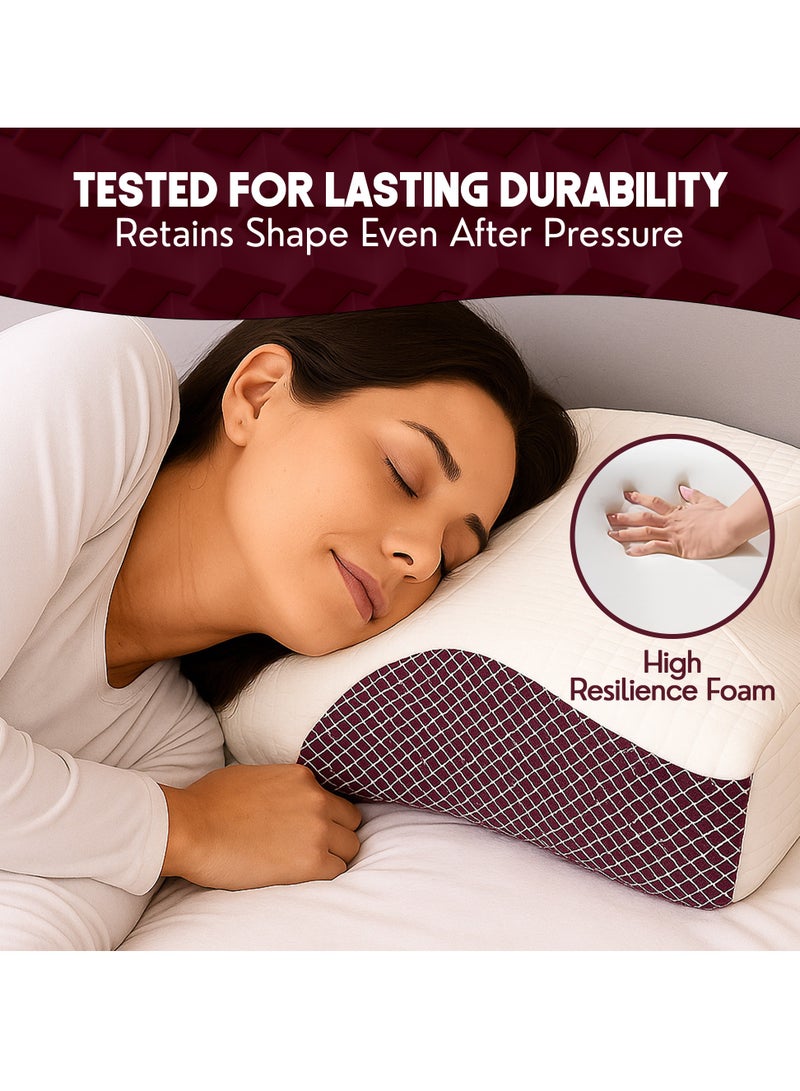 ZESTU Orthopedic Memory Foam Pillow for Sleeping Medicated Pillow – Ergonomic Cervical Neck Support, Hypoallergenic, Cooling, Contoured Design for Neck Pain Relief, Adjustable Height, Therapeutic Sleep Aid - Image 5