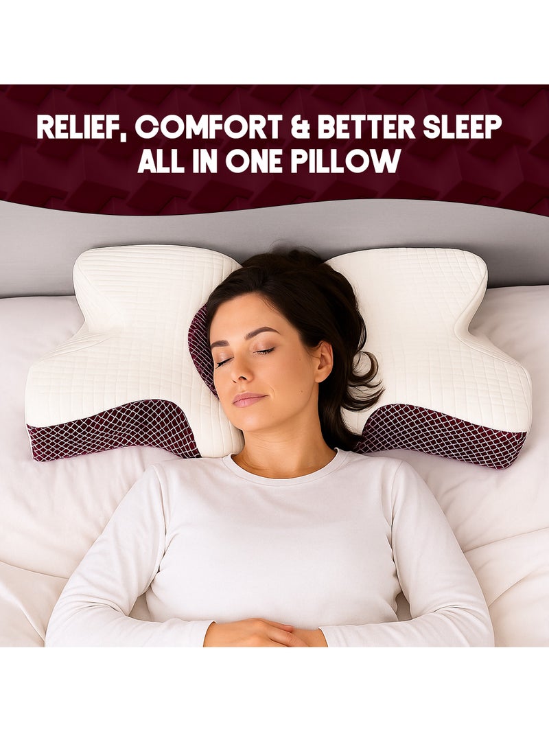 ZESTU Orthopedic Memory Foam Pillow for Sleeping Medicated Pillow – Ergonomic Cervical Neck Support, Hypoallergenic, Cooling, Contoured Design for Neck Pain Relief, Adjustable Height, Therapeutic Sleep Aid - Image 4