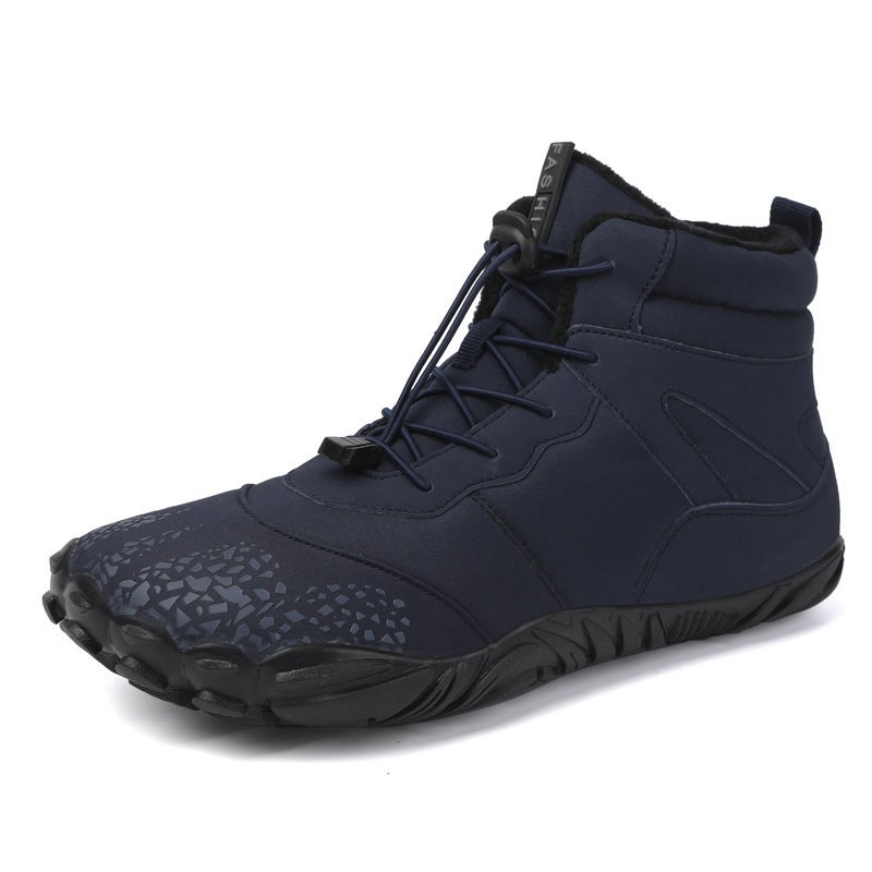 Popular Five-Finger Snow Boots 2024 Cross-Border Autumn and Winter Waterproof Cotton Shoes for Men and Women Couples Plus Velvet and Thickeneding for Mountaineering Blue