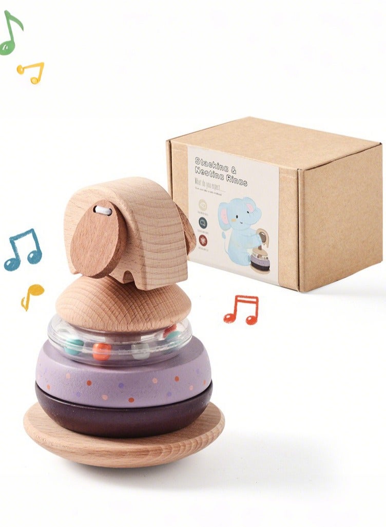 Montessori Wooden Stacking & Nesting Circles Toy,Baby Developmental Toys for 6-18 Months,Infant Stacking Blocks to Enhance Fine Motor Skills, Learning & Development,Toddler Activity Toys  - Image 1