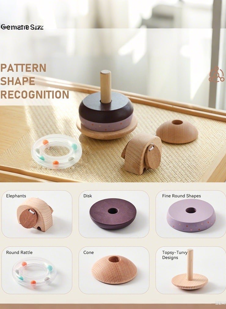 Montessori Wooden Stacking & Nesting Circles Toy,Baby Developmental Toys for 6-18 Months,Infant Stacking Blocks to Enhance Fine Motor Skills, Learning & Development,Toddler Activity Toys  - Image 3