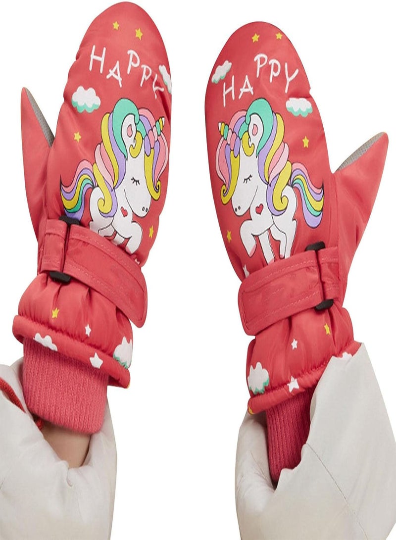 GGOOT Snow Ski Gloves for Kids, Warm Fluffy Lined Snow Gloves Water-Resistant Snow Mittens, Windproof Skiing Gloves, Three-Layer Thermal Gloves, Kids Waterproof Winter Gloves - Image 1