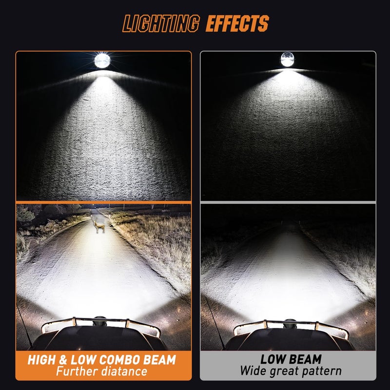 Nilight 7 Inch Round Offroad Lights 2 PCS 120 W High Low Beam IP68 LED Driving Pods Built-in EMC with 14AWG DT Connector Wiring Harness Kit for Truck ATV UTV SUV - Image 4