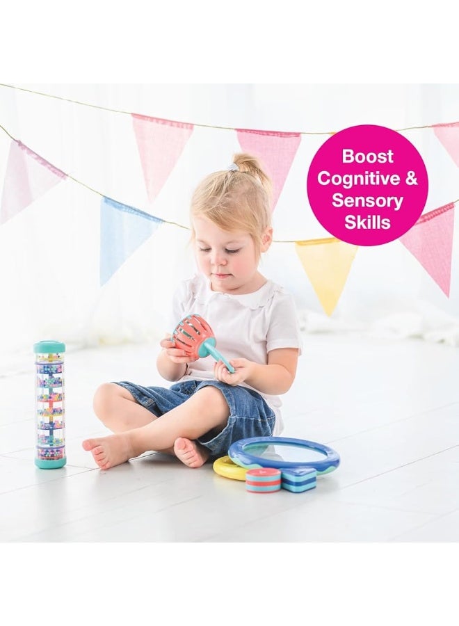 Edushape First Birthday Gift Set - Baby Musical Instruments & Toddler Music Set - Music Toys Baby Gift â€“ Includes Hand Drum, Rain Stick, Shakers, Bell - Interactive Toddler Music Toys for Toddlers 1-3 - Image 4