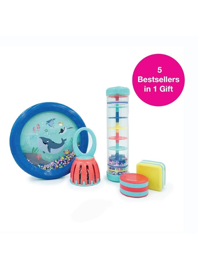 Edushape First Birthday Gift Set - Baby Musical Instruments & Toddler Music Set - Music Toys Baby Gift â€“ Includes Hand Drum, Rain Stick, Shakers, Bell - Interactive Toddler Music Toys for Toddlers 1-3 - Image 3