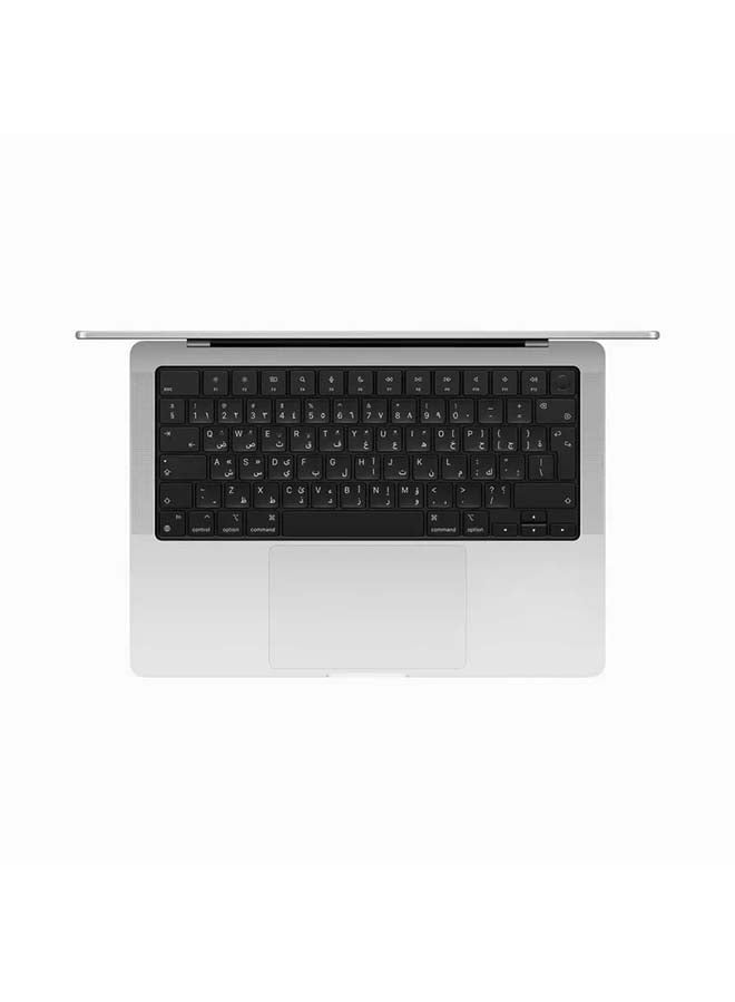 ابل  ماك بوك برو MXE13AB/A بشاشة مقاس 14.2 بوصة، ووحدة المعالجة المركزية Apple M3 8 Core ووحدة معالجة الرسومات 10 Core، ومحرك أقراص SSD سعة 1 تيرابايت، ونظام التشغيل MacOS، إنجليزي/عربي فضي - Image 2