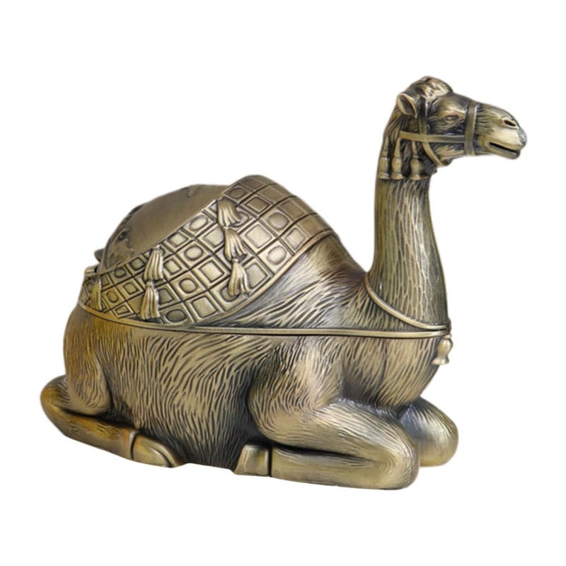 Vintage Camel Metal Ashtray With Lid Windproof Smokeless Indoor Outdoor Tabletop Use - Image 2