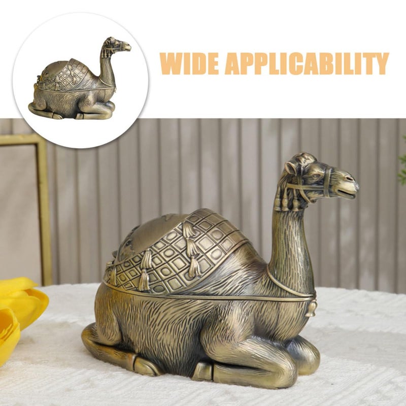 Vintage Camel Metal Ashtray With Lid Windproof Smokeless Indoor Outdoor Tabletop Use - Image 4