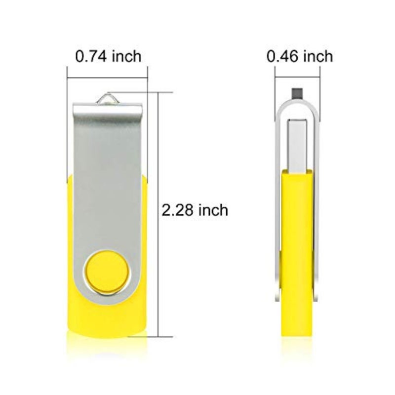 5 Pack USB Flash Drive 8GB Swivel Thumb Drives Key-Chain USB Stick for Office School Use, ABS Plastic, 5 Mixed Colors: Yellow Red Purple White Black, Compact and Durable - Image 2