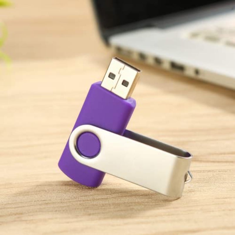 5 Pack USB Flash Drive 8GB Swivel Thumb Drives Key-Chain USB Stick for Office School Use, ABS Plastic, 5 Mixed Colors: Yellow Red Purple White Black, Compact and Durable - Image 5