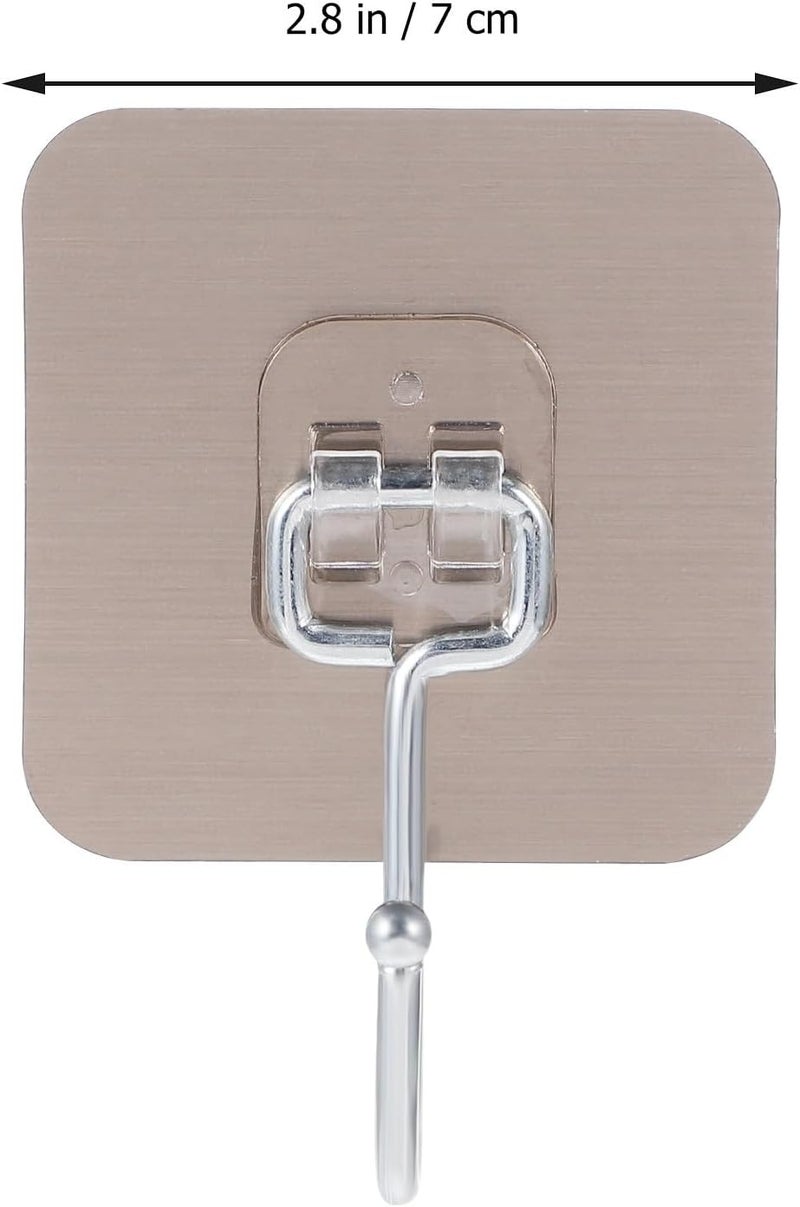 Uonlytech 10pcs Brushed Large No-Trace Adhesive Wall Storage Hooks Heavy Duty Clothes Hanger Rack for Door Bathroom Home Organization - Image 2