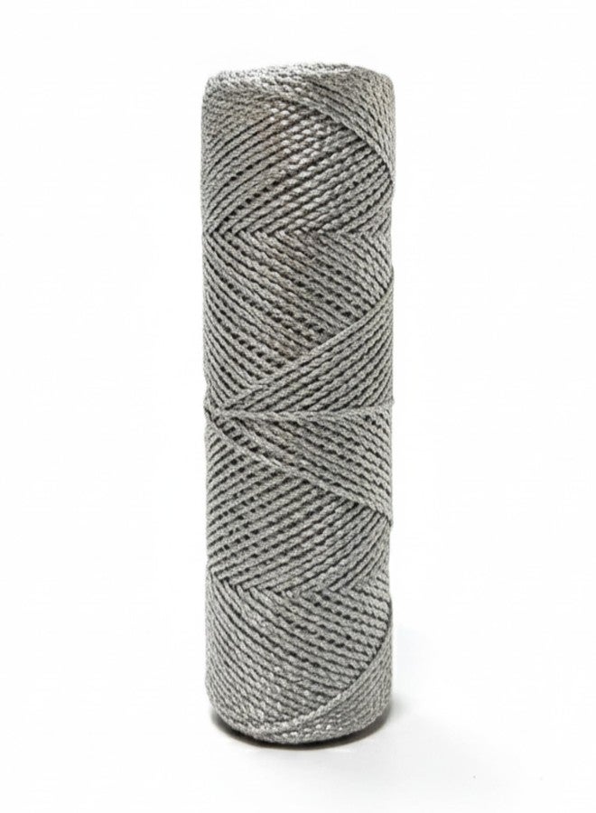 CROCHETA Polycotton Twine Macrame Thread | Natural Cotton Craft String for DIY Projects, Macrame, Wrapping, Handmade Décor & Gift Packaging (Silver, 1MM, 100 Meter)