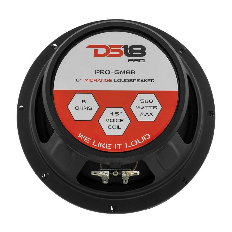 DS18 2X PRO-GM8.4B Loudspeaker - 8", Midrange, Red Aluminum Bullet, 580W Max, 4 Ohms,1.5" Kapton VC Premium Quality Audio Door Speakers for Car or Truck Stereo Sound System (2 Speakers) - Image 5