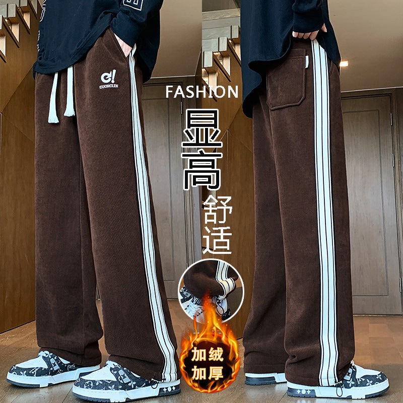 15 Teenagers Long Pants 12 Boys 13 Years Old High School Students Fleece-Lined Thick Sweatpants Older Children Casual Pants - Image 4