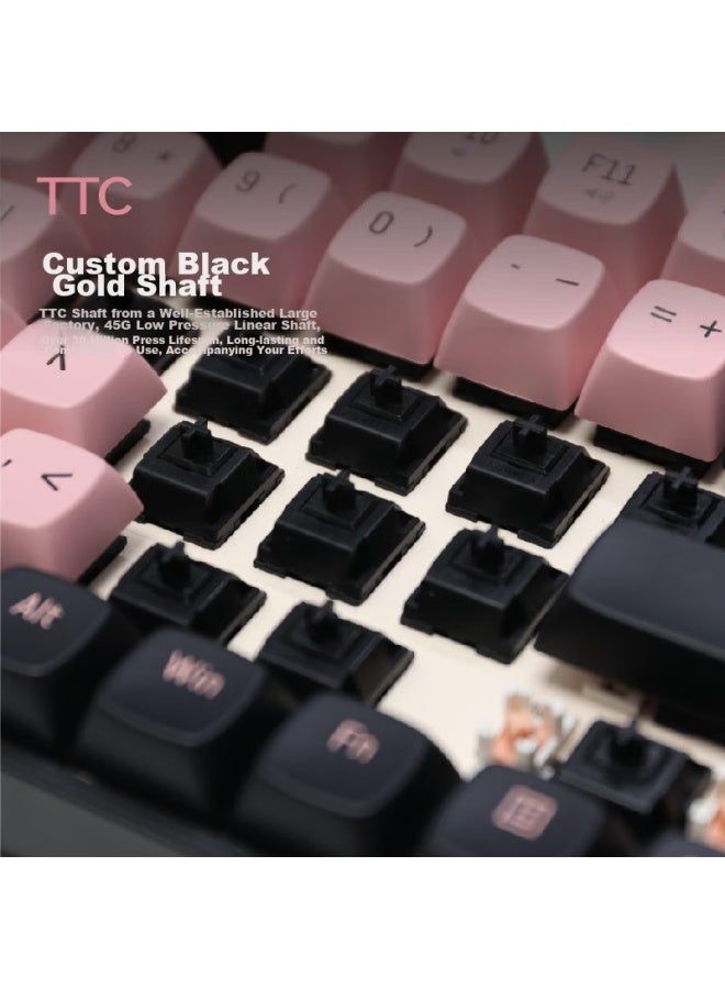AUSDOM Asdun Hola111 Wireless Mechanical Keyboard And Mouse Combo, Dual-on Multi-key, Low Latency, Office And Gaming, High Aesthetic Value For Women, Mechanical Keyboard And Mouse Set, Black And Pink - Image 3