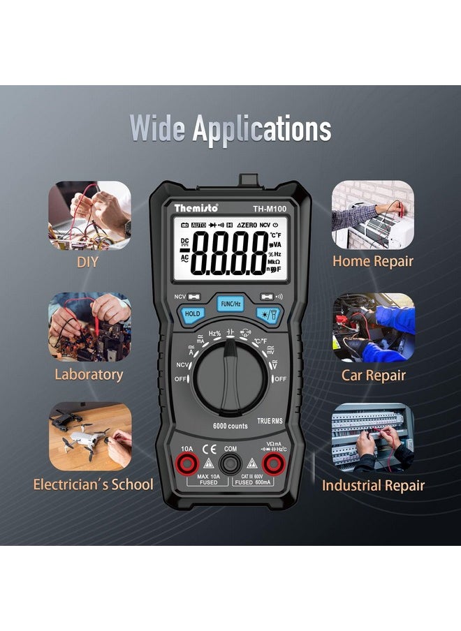 Themisto - Themisto AC/DC Current, Autorange Digital Multimeter (Black) (TH-M100) - Image 1