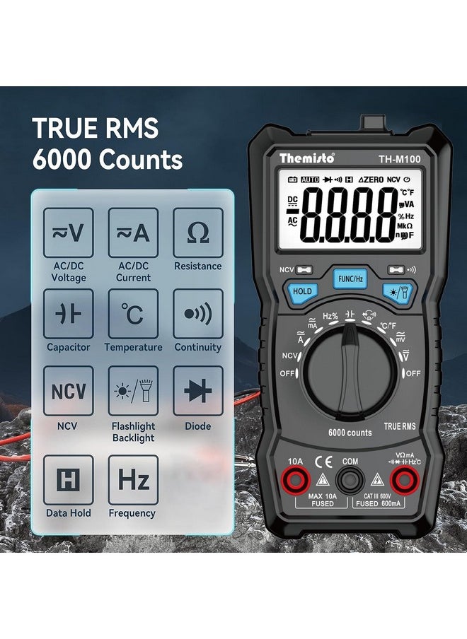 Themisto - Themisto AC/DC Current, Autorange Digital Multimeter (Black) (TH-M100) - Image 1