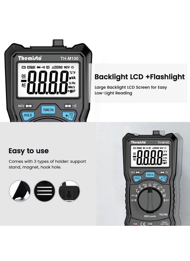 Themisto - Themisto AC/DC Current, Autorange Digital Multimeter (Black) (TH-M100) - Image 1