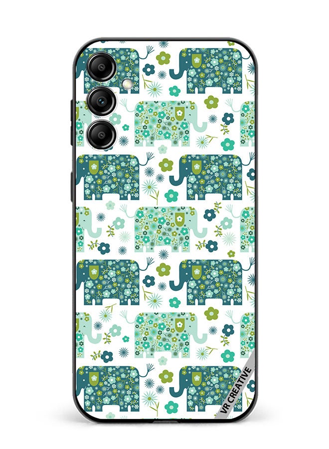 VR CREATIVE Protective Case Cover For Samsung Galaxy A34 Cute Elephant Green Design Multicolour - Image 1