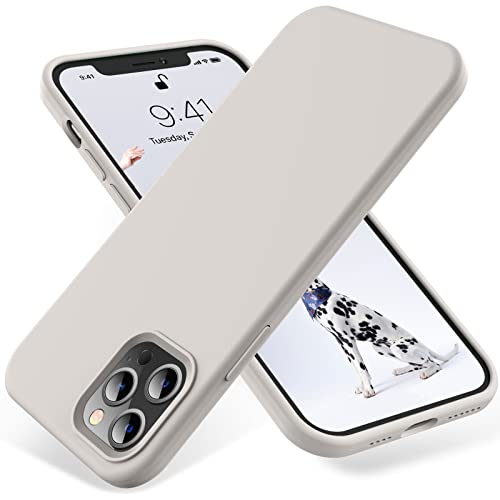 OTOFLY for iPhone 12 Pro Max Case (Slim Shockproof) (Military Grade Drop Protection) Soft Liquid Silicone with Anti-Fingerprint Phone Case,Stone - Image 1