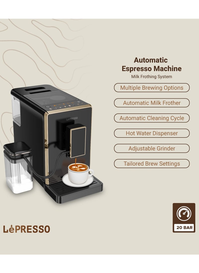 Automatic Espresso Coffee Machine with Milk Frothing System and 1.5L Water Tank Capacity & 20 Bar pressure Coffee Maker / Multiple Brewing Options / Adjustable Grinder / Hot Water Dispenser / Automatic Cleaning Cycle - Black - pzsku/Z29BAF97D68B76A1171EFZ/45/_/1726576665/cdf2d9a4-7c73-4405-aac2-4ab87d5116a8