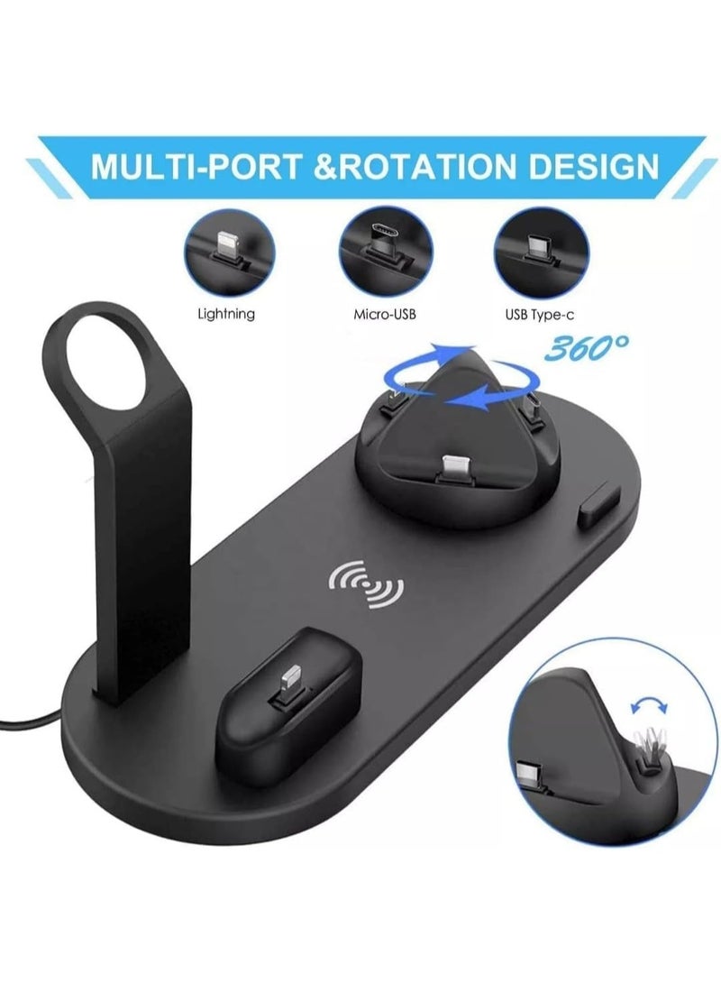Bukela 3-in-1 Fast Wireless Charging Station ,  Multi-Device Charger Dock for iPhone 16/15/14/13 Pro Max, Apple Watch, AirPods, Android Smartphones & More , Compact & Quick Charge Hub - Black - Image 5