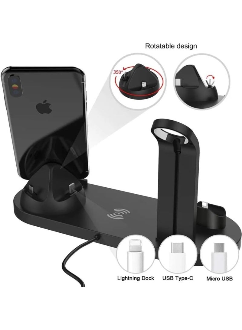 Bukela 3-in-1 Fast Wireless Charging Station ,  Multi-Device Charger Dock for iPhone 16/15/14/13 Pro Max, Apple Watch, AirPods, Android Smartphones & More , Compact & Quick Charge Hub - Black - Image 3