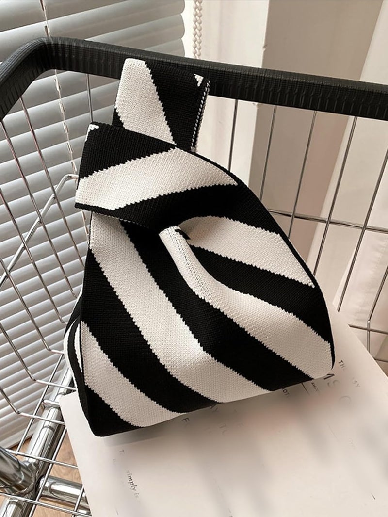 Kawn ® Crochet Wrist Handbag for Women Wristlet Handbag Sleeve Knot Pouch Portable knitted breathable lightweight foldable Casual Small Purse Cute Tote Bag For Shopping, Dating, Travel - Image 5