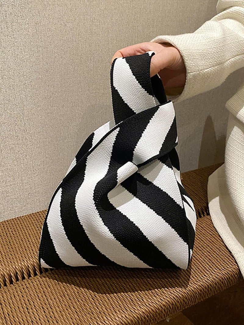 Kawn ® Crochet Wrist Handbag for Women Wristlet Handbag Sleeve Knot Pouch Portable knitted breathable lightweight foldable Casual Small Purse Cute Tote Bag For Shopping, Dating, Travel - Image 3