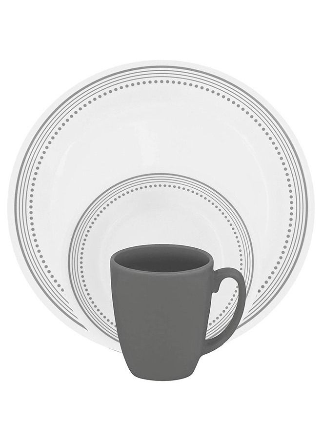 Corelle 12 قطعة مجموعة أدوات المائدة الرمادي الغامض  - Image 1