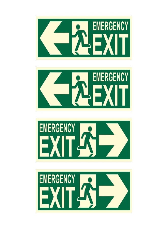 Being Safe - Emergency Exit Left and Right Arrow Night Glow Signboard On PVC Sunboard 3 mm Size-300mm X 100mm (Pack of 04) - Image 1