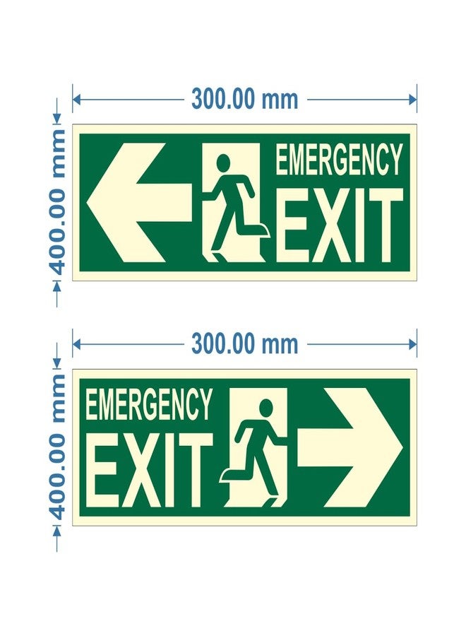 Being Safe - Emergency Exit Left and Right Arrow Night Glow Signboard On PVC Sunboard 3 mm Size-300mm X 100mm (Pack of 04) - Image 2