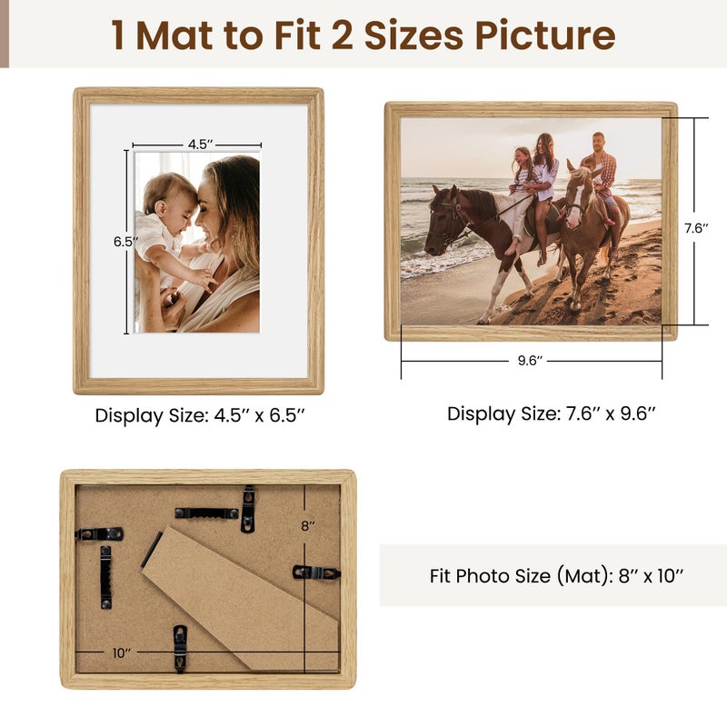 Axeman Axeman 8x10 Natural Solid Oak Wood Picture Frame with 5x7 Mat  Premium Rustic Wooden Photo Frames with Plexiglass  Poster Photo Frame Suitable for Gallery Wall Mount or Tabletop Display  Natural  - Image 2