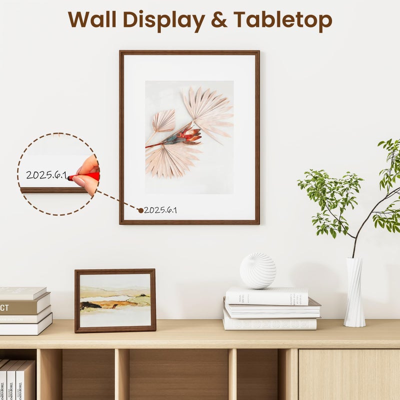 Axeman Axeman 8x10 Natural Solid Oak Wood Picture Frame with 5x7 Mat  Premium Rustic Wooden Photo Frames with Plexiglass  Poster Photo Frame Suitable for Gallery Wall Mount or Tabletop Display  Natural  - Image 5