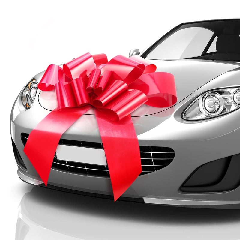 Mata1USA Huge Car Bow Red 30 Inch Big Gift Wrapping Bow for Large Gift Decoration Giant Size for Indoor Outdoor Use 12 Loops 2 Suction Cups No Magnets That Scratch