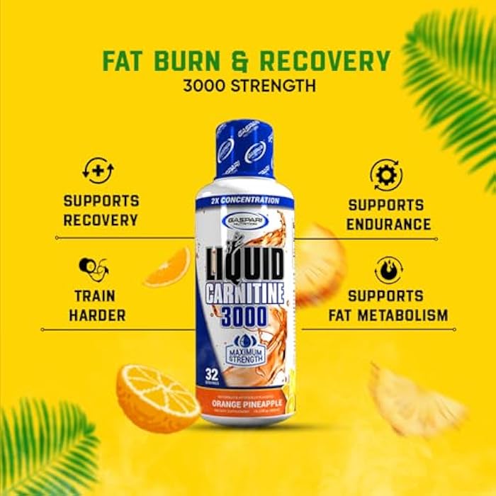Gaspari Nutrition Liquid L-Carnitine 3000, Stimulant Free, Increased Metabolism, Enhanced Energy, Non GMO, Gluten Free, BPA Free (32 Servings, Orange Pineapple) - Image 4
