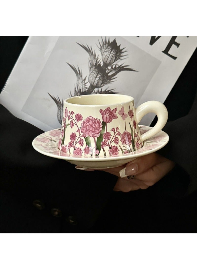 Arabest Ceramic Coffee Cup and Saucer Gift Box Set，Vintage Floral Design，Perfect for Espresso，Tea or Coffee Lovers， Gift Boxed for Home，Office or Special Occasion (Peony) - Image 4